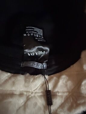 Prada Black Satin-Lined Bucket Hat with Tag